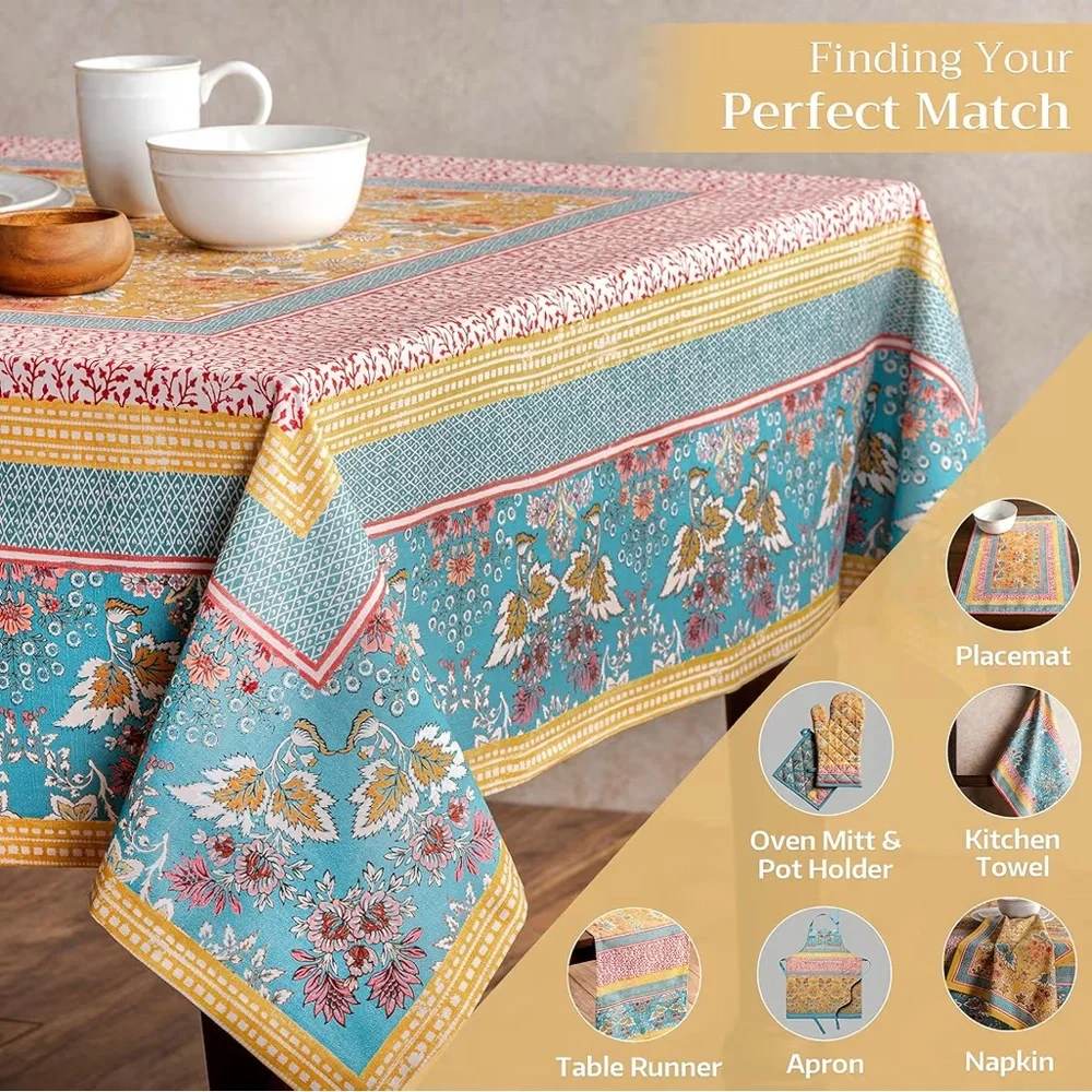 Maison d' Hermine Table Cloth Rectangle Table 100% Cotton 54 x 72”  Marquise